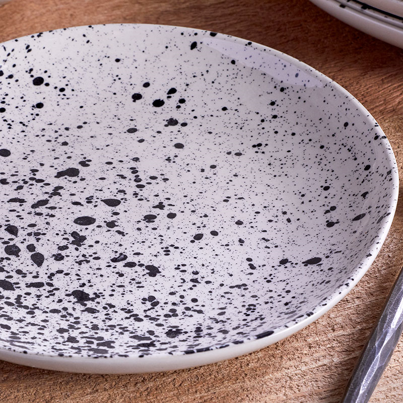 Ama Splatter Dinnerware Set, White & Black – The Homeware Outlet